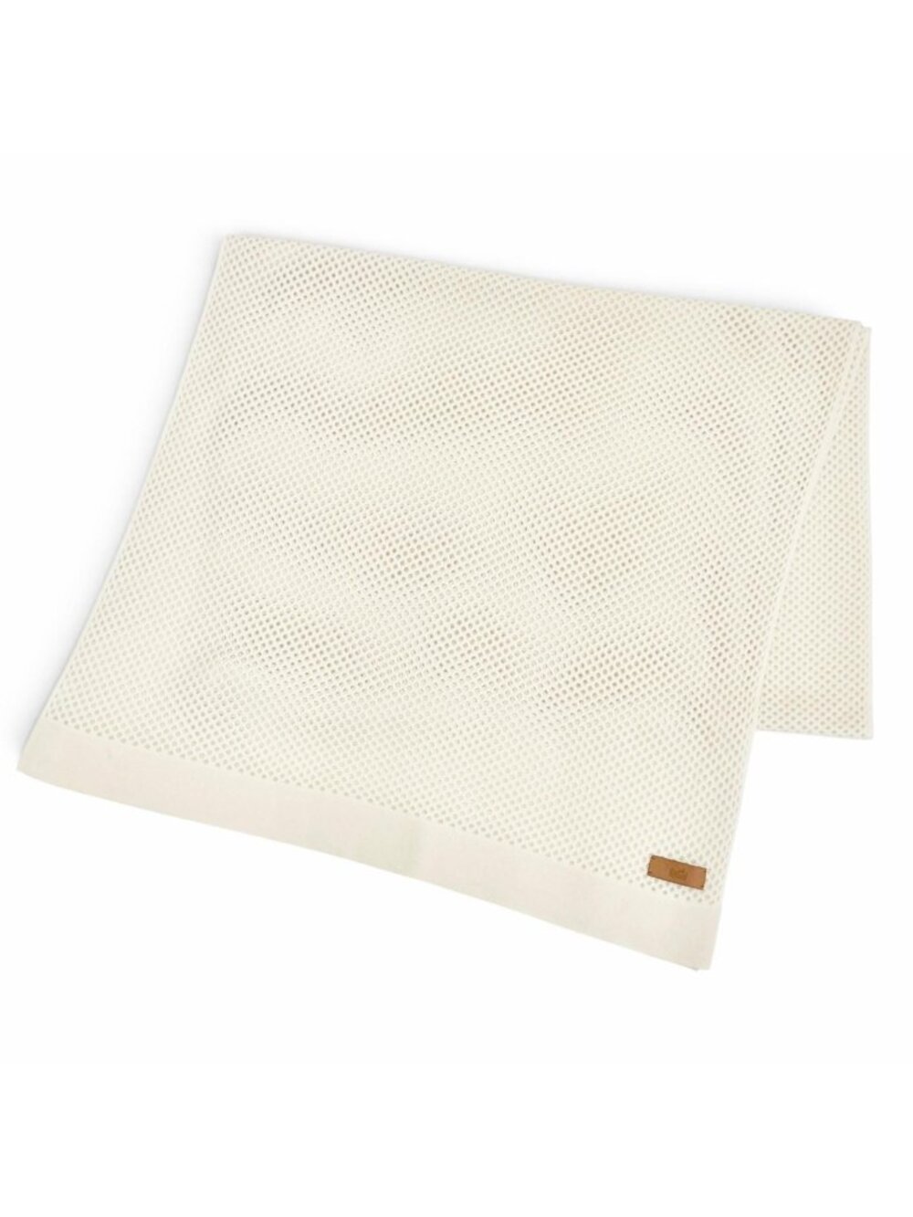 Hermes Maille Filet Cashmere 100% Logo Leather Shawl Scarf with Patch Ivory